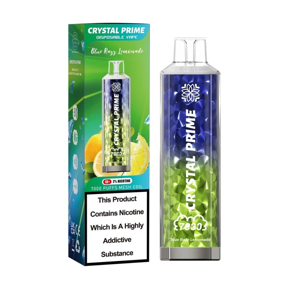 Blue Razz Lemonade Crystal Prime 3D Effects 7000 Vape Kit Box of 10