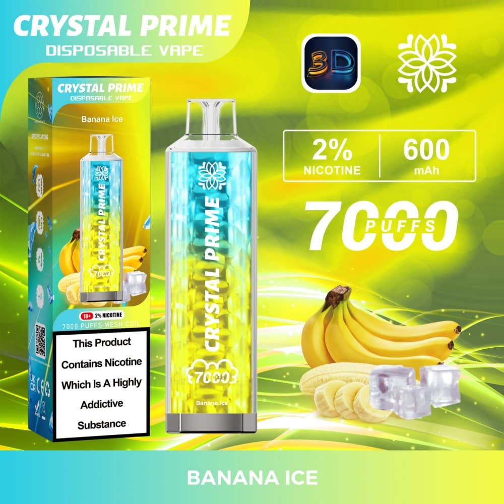 Banana Ice Crystal Prime 3D Effects 7000 Vape Kit Box of 10