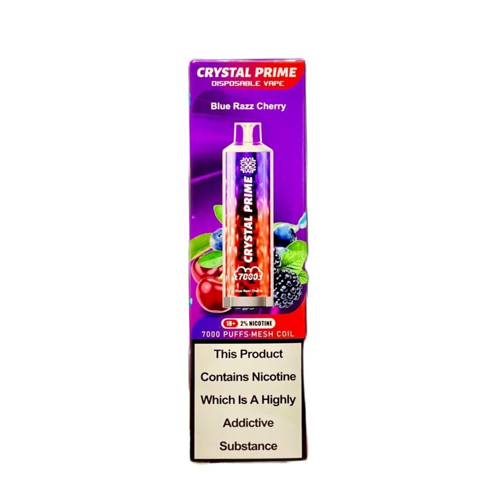 Blue Razz Cherry Crystal Prime 3D Effects 7000 Vape Kit Box of 10