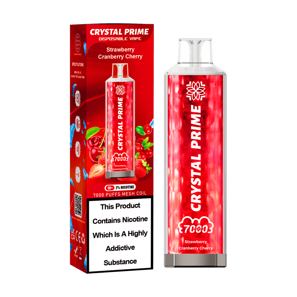 Strawberry Cranberry Cherry *New* Crystal Prime 3D Effects 7000 Vape Kit Box of 10
