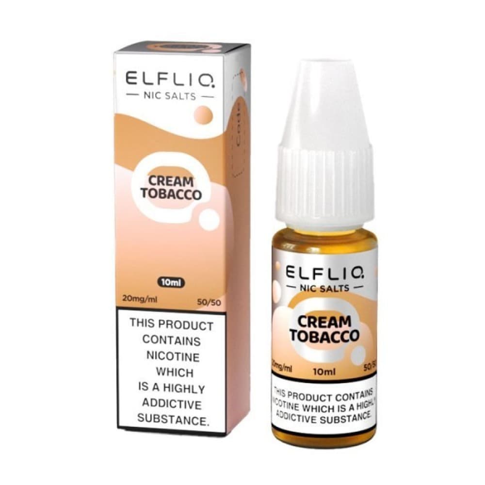 Cream Tobacco(Snoww Tobacco) / 10mg Elf Bar Elfliq 10ml Nic Salt - Box of 10