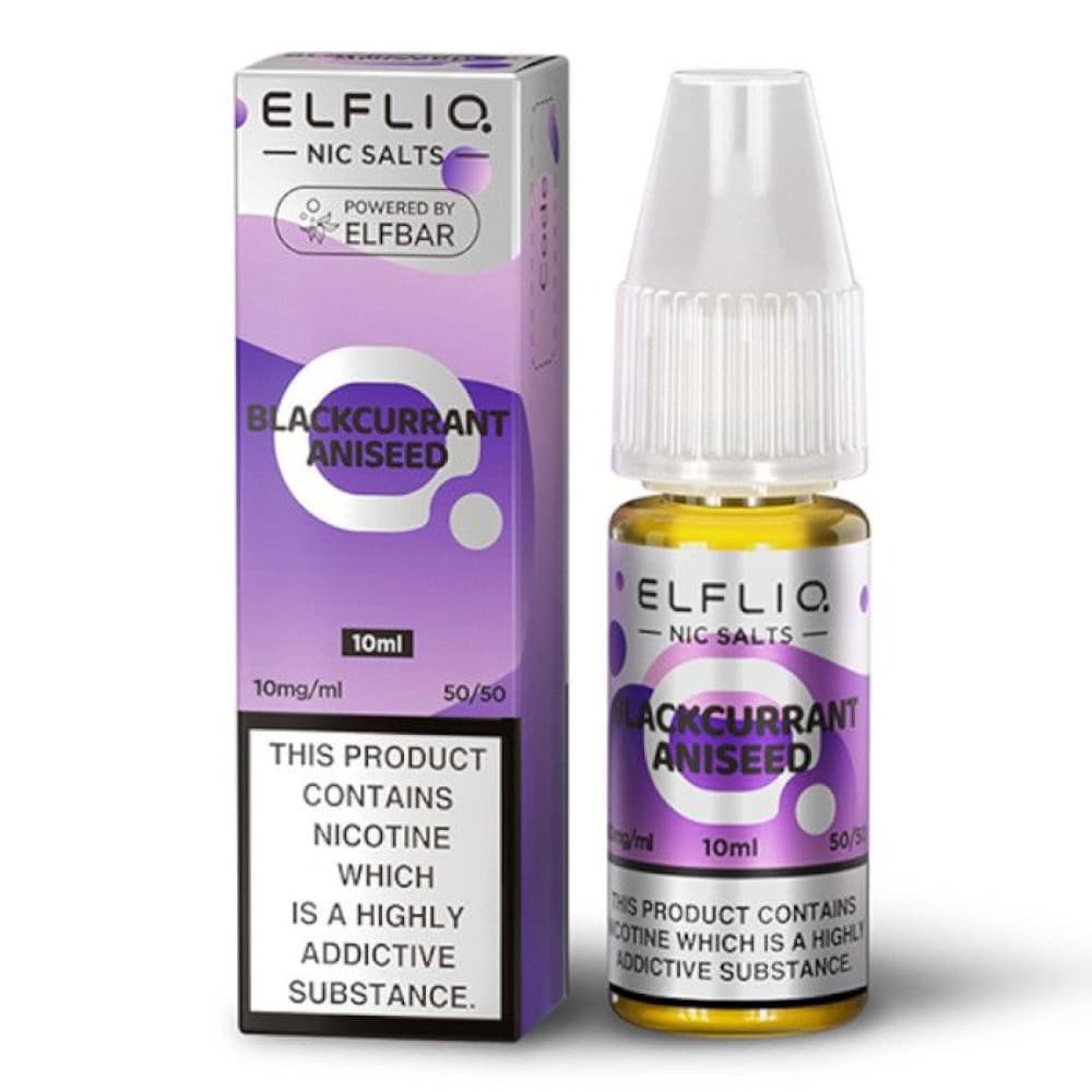 Blackcurrant Aniseed / 10mg Elf Bar Elfliq 10ml Nic Salt - Box of 10