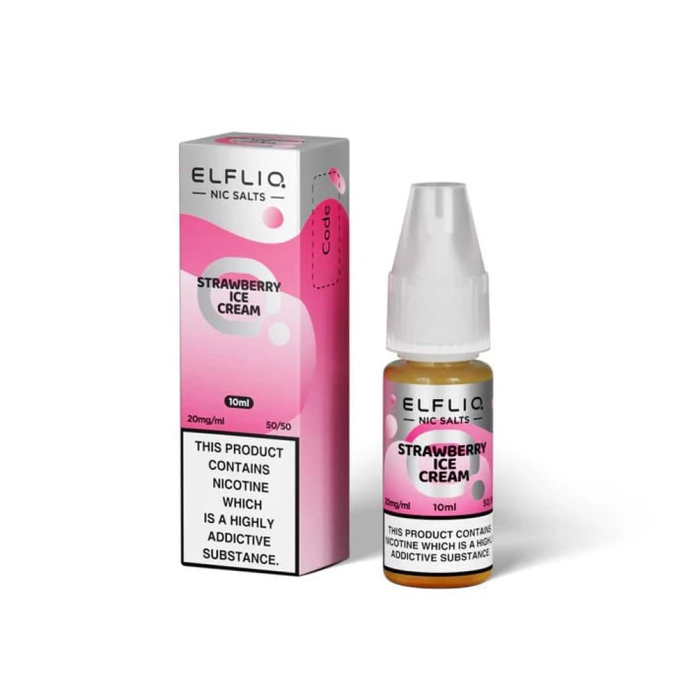 Strawberry Snoww(Strawberry Ice Cream) / 10mg Elf Bar Elfliq 10ml Nic Salt - Box of 10