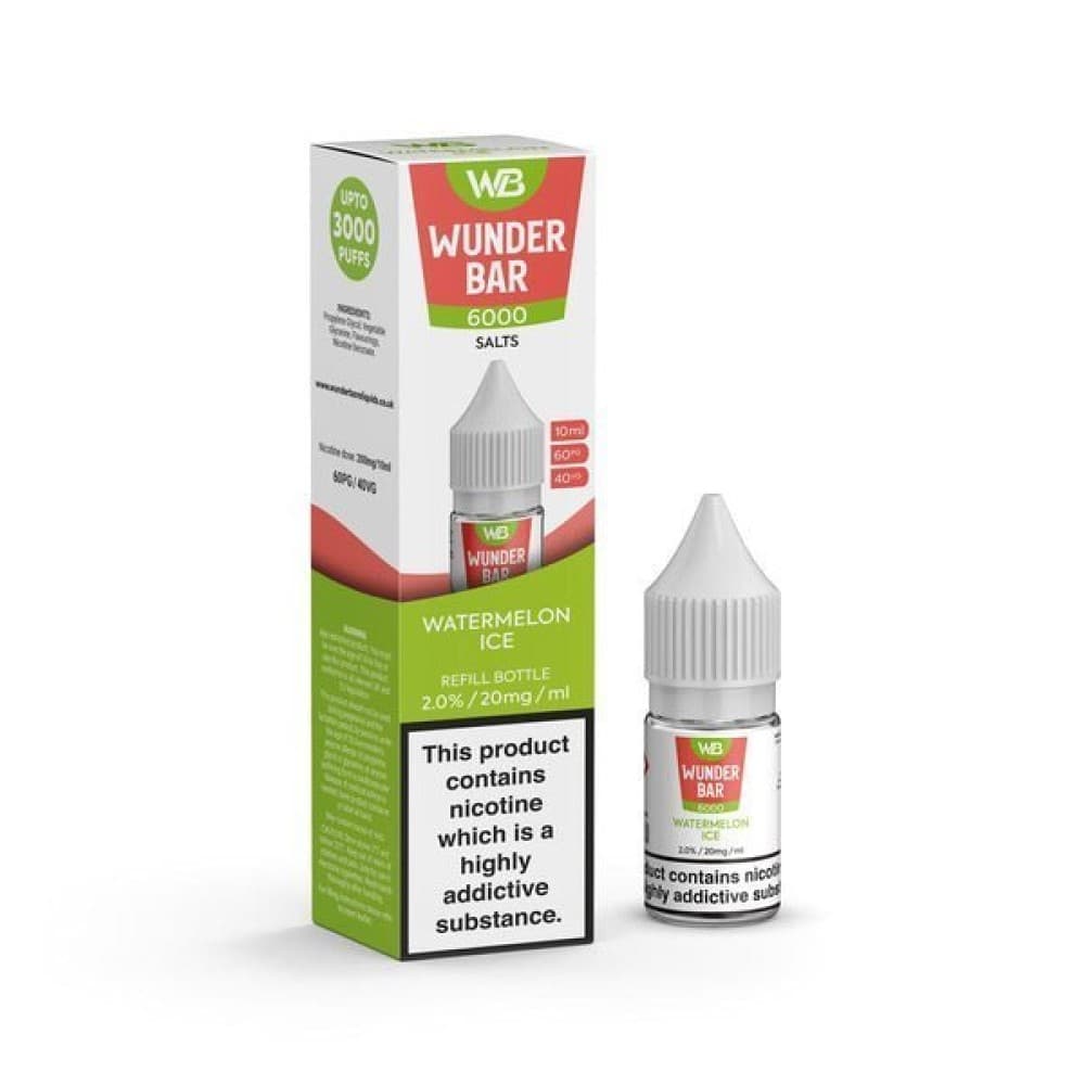 Watermelon Ice / 20mg Wundar Bar 6000 Nic Salt 10ml - Box Of 10