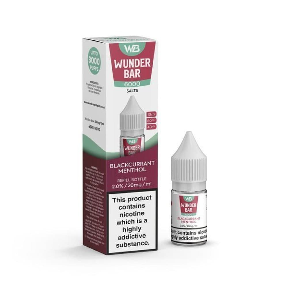 Blackcurrant Menthol / 20mg Wundar Bar 6000 Nic Salt 10ml - Box Of 10
