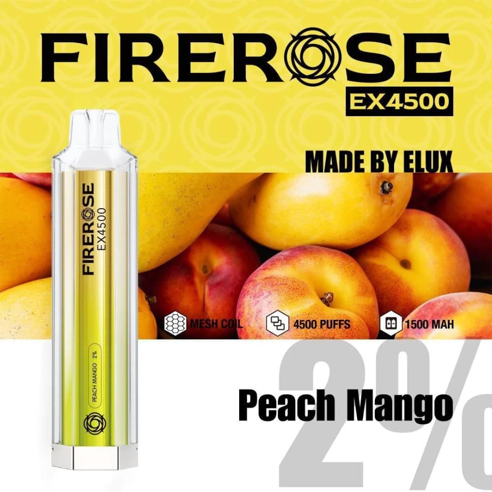 Peach Mango Firerose EX4500 Prefilled Vape Kit - Box of 10