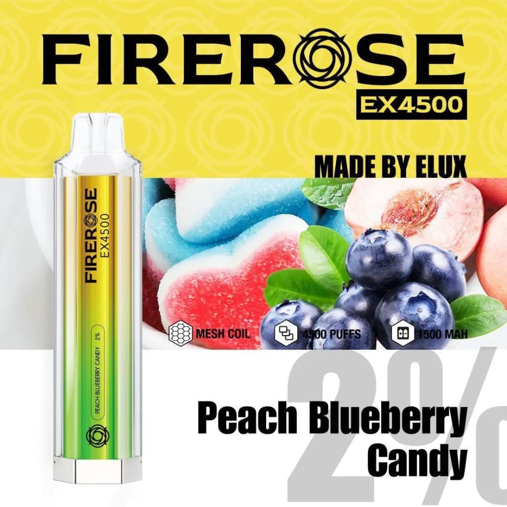 Peach Blueberry Candy Firerose EX4500 Prefilled Vape Kit - Box of 10