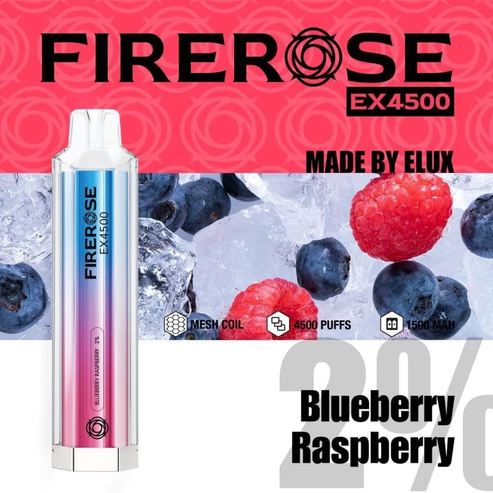 Blueberry Raspberry Firerose EX4500 Prefilled Vape Kit - Box of 10
