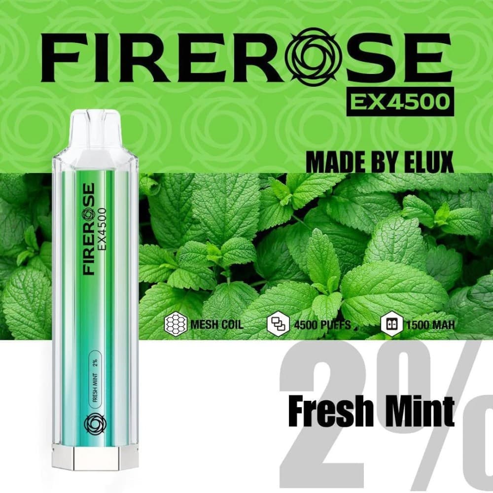 Fresh Mint Firerose EX4500 Prefilled Vape Kit - Box of 10