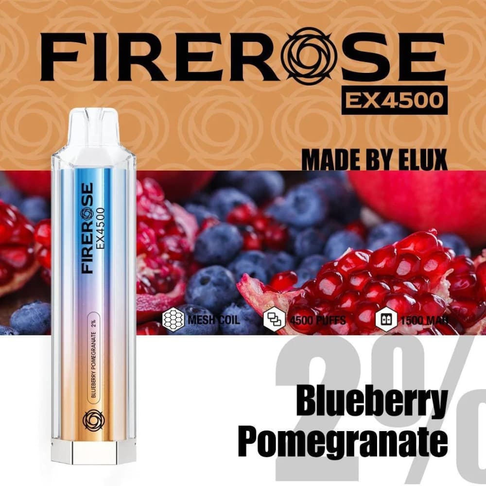 Blueberry Pomegranate Firerose EX4500 Prefilled Vape Kit - Box of 10
