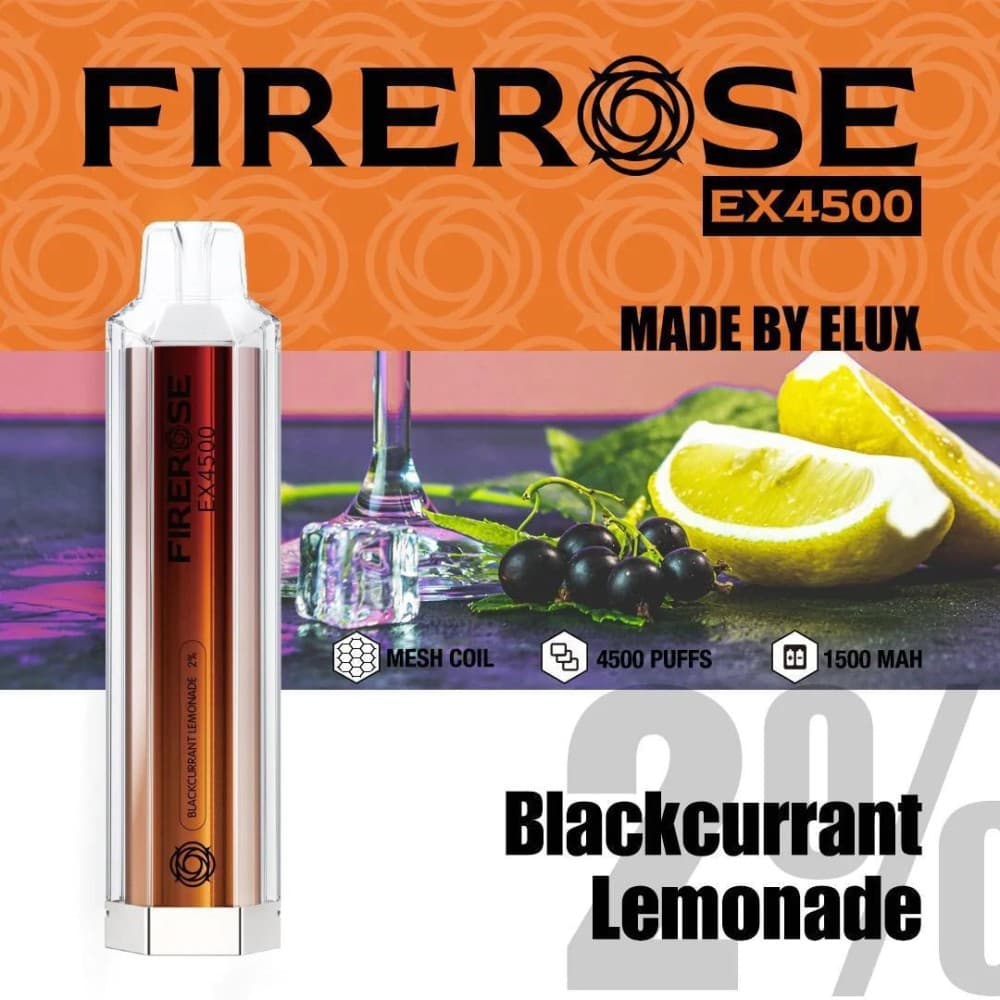 Blackcurrant Lemonade Firerose EX4500 Prefilled Vape Kit - Box of 10