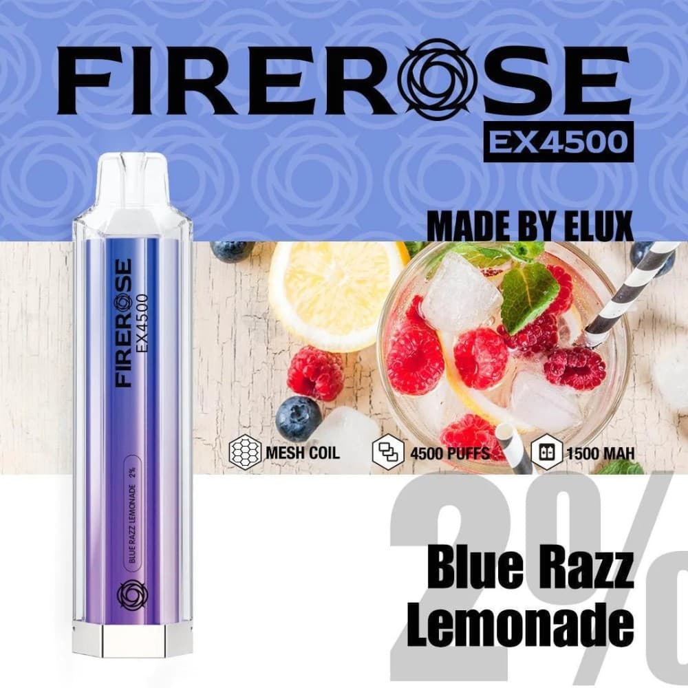 Blue Razz Lemonade Firerose EX4500 Prefilled Vape Kit - Box of 10