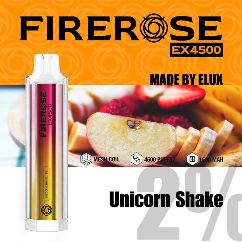 Unicorn Shake Firerose EX4500 Prefilled Vape Kit - Box of 10