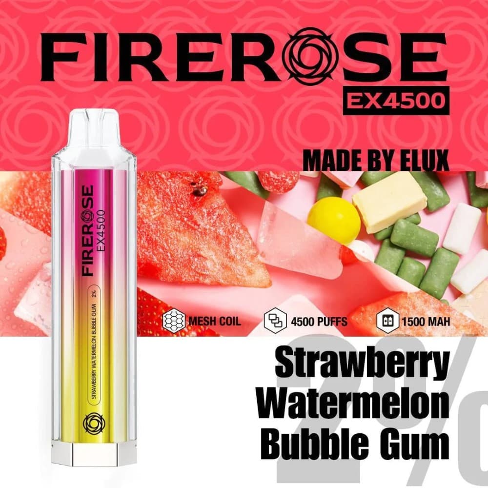 Strawberry Watermelon Bubble Gum Firerose EX4500 Prefilled Vape Kit - Box of 10