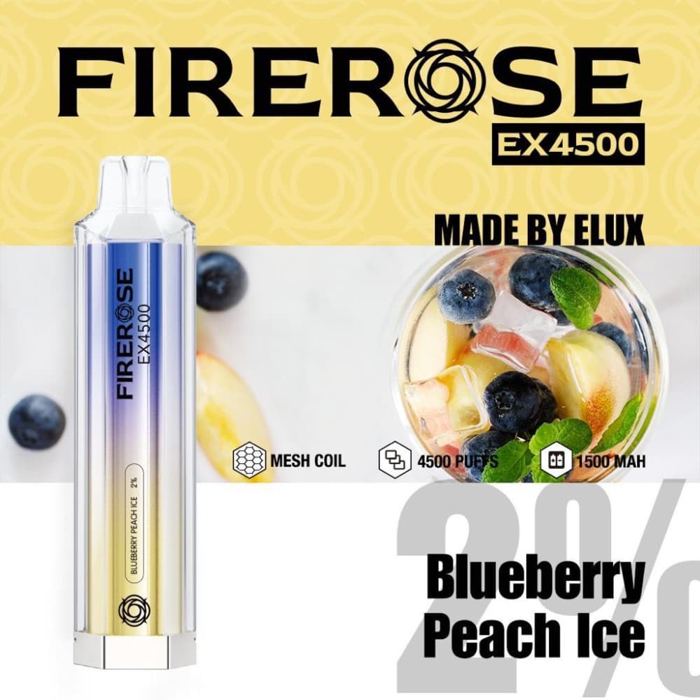 Blueberry Peach Ice Firerose EX4500 Prefilled Vape Kit - Box of 10
