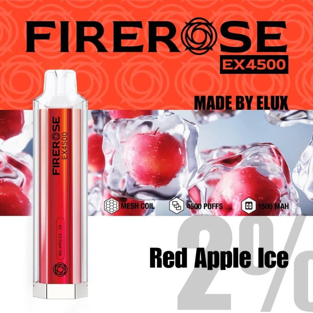 Red Apple Ice Firerose EX4500 Prefilled Vape Kit - Box of 10