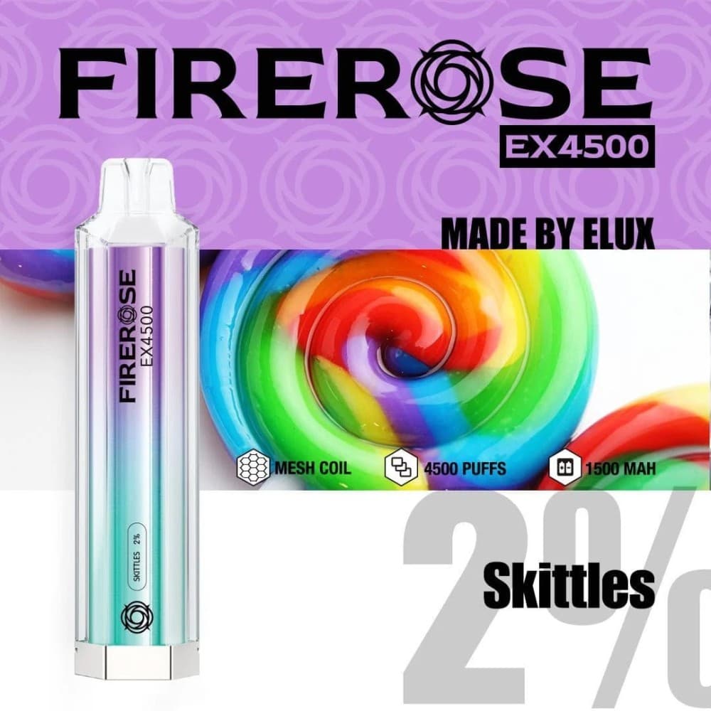 Skittles Firerose EX4500 Prefilled Vape Kit - Box of 10