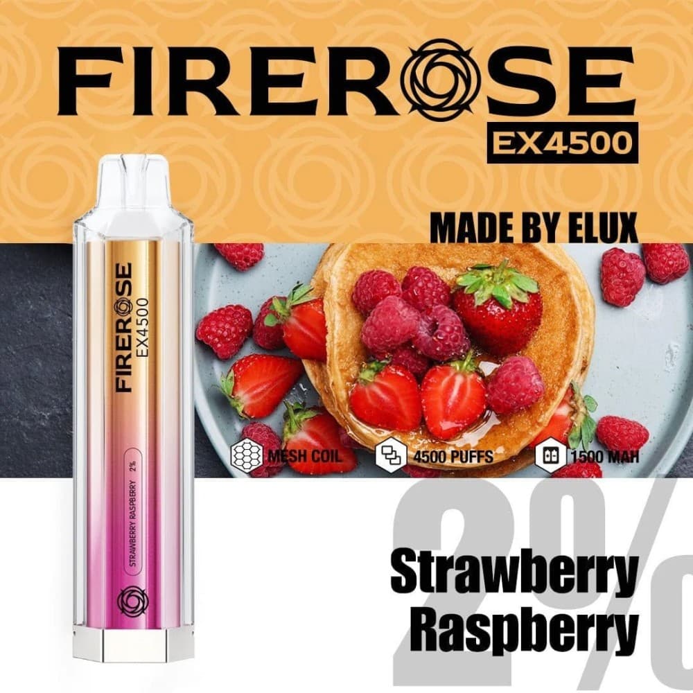 Strawberry Raspberry Firerose EX4500 Prefilled Vape Kit - Box of 10