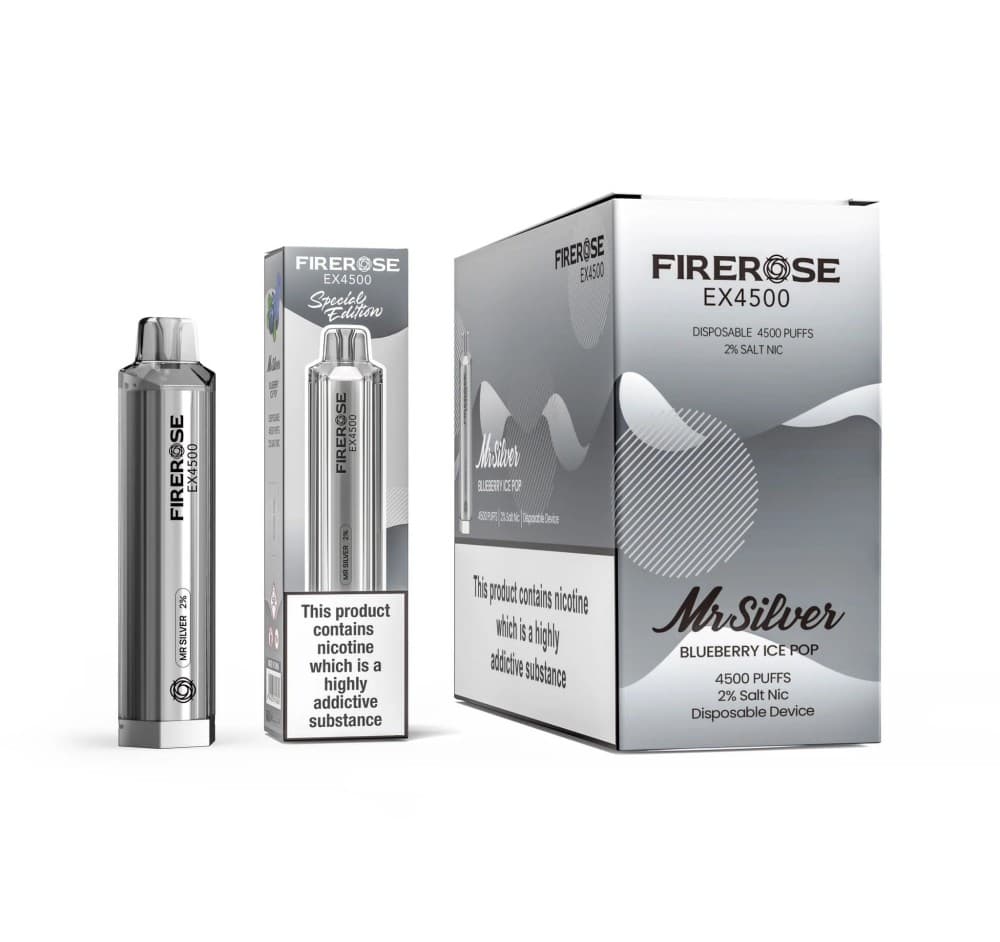 Mr Silver (Blueberry Ice Pop) *New* Firerose EX4500 Prefilled Vape Kit - Box of 10