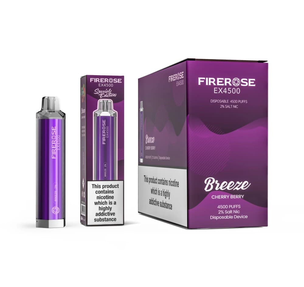 Breeze (Cherry Berry) *New* Firerose EX4500 Prefilled Vape Kit - Box of 10